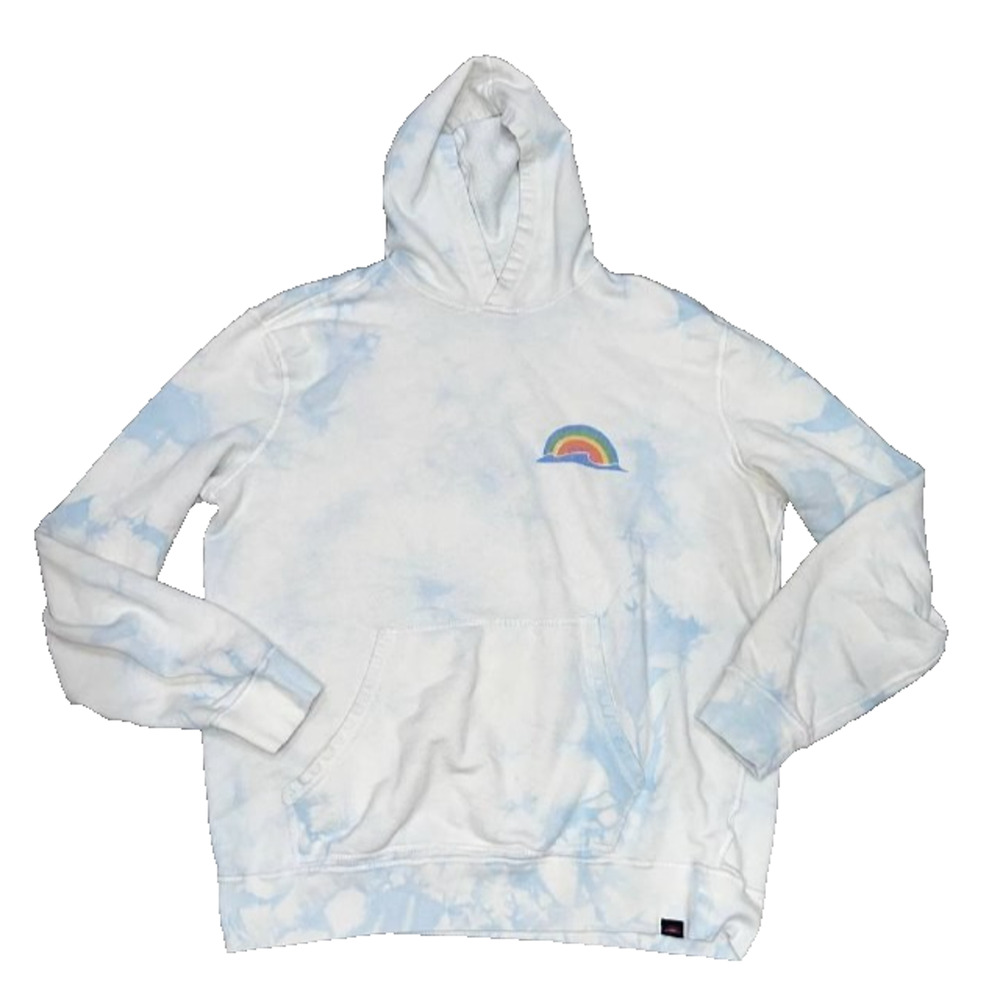 Faherty Hoodie Womens Y2K preppy Large White Tie Dye Pullover A006301 - Picture 1 of 7